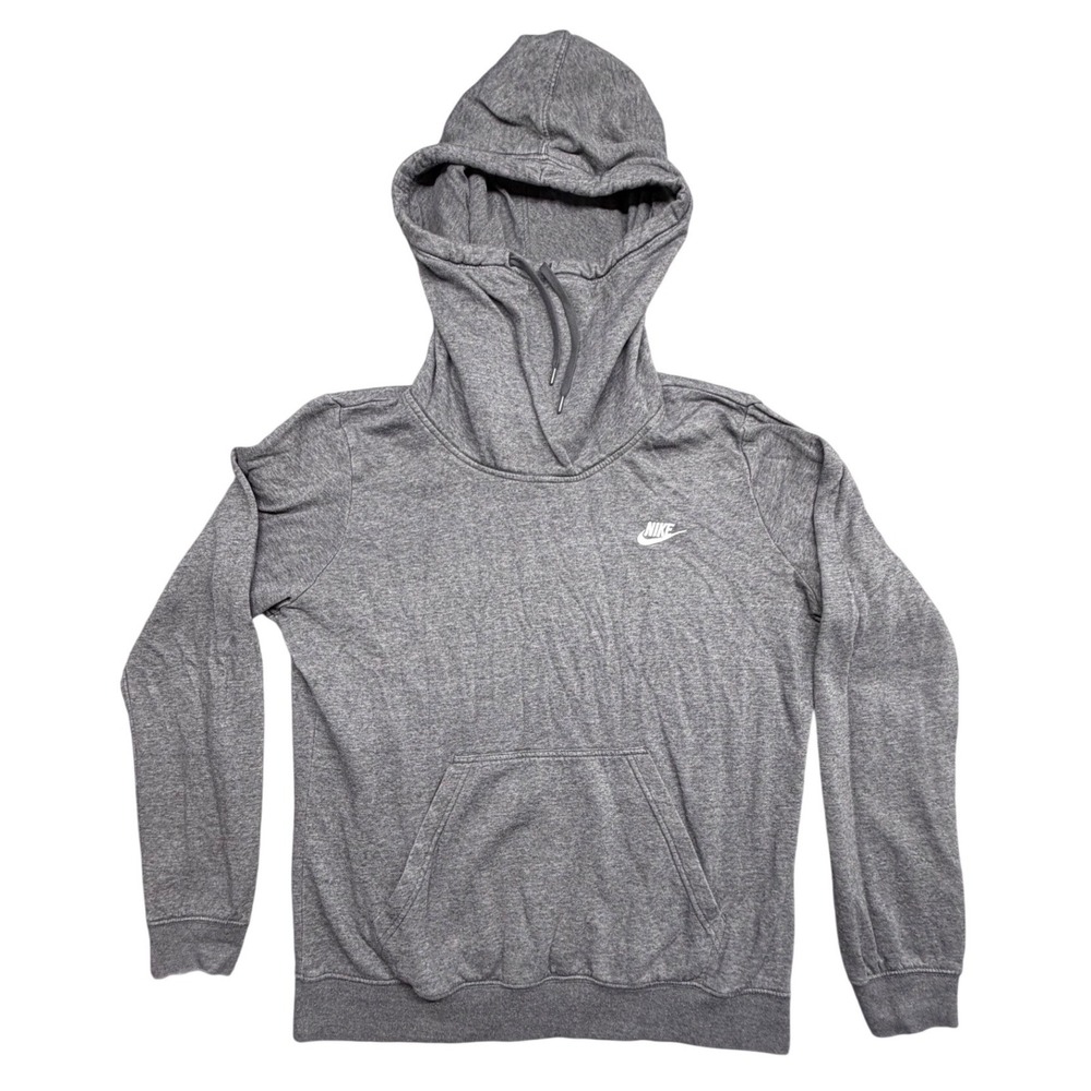 Nike Womens Funnel Neck Hoodie Heather Grey Pullover Sweatshirt Size Large L